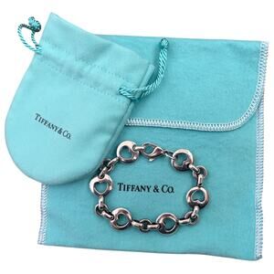 Tiffany Co Heart Stencil Link Bracelet 925 Sterling Silver Retired Collectible